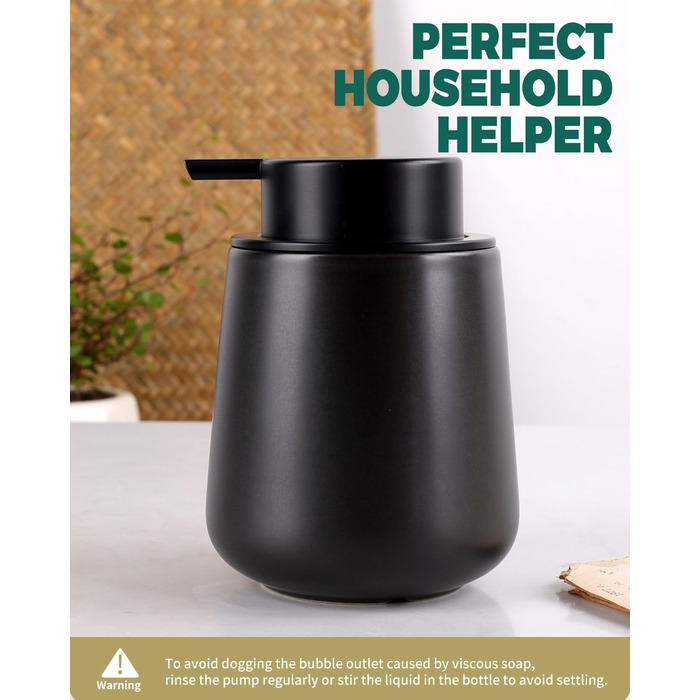 Дозатор мила Umlaca Дозатор рідини для миття посуду, багаторазовий дозатор мила керамічний 350 мл, велика головка насоса легко нат