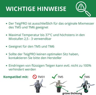Підходить для ножа Thermomix TM6, TM5, Teig Pro Захист від бруду, захищає ніж Thermomix, зменшує проникнення залишків тіста та бруду. Блискавичне чищення ножа Thermomix антрацитово-сірого кольору