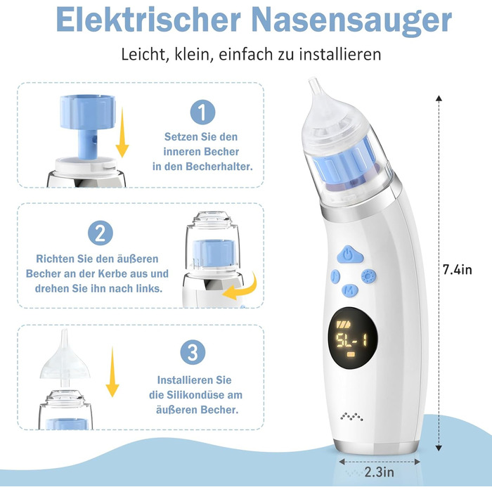 Акумуляторний назальний аспіратор для новонароджених електричний, IP65 водонепроникний електричний назальний аспіратор-пилосос для