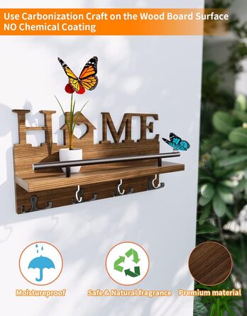 Ключниця - тримач для ключів на стіну з домашнім декором, ключниця з поличкою/настінна поличка з дерева для ключів, органайзер для