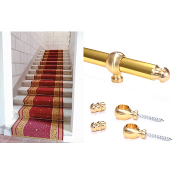 Алюмінієвий стрижень для кріплення килимів та доріжок до сходових сходинок з люверсами (100 см, золотий (комплект 1 стрижень 2 кільця)) 100 см золотий, комплект 1 стрижень 2 кільця
