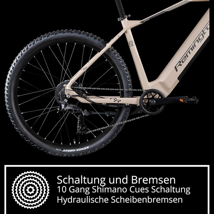 Гірський велосипед Remington XR01 E-Bike 29 дюймів для чоловіків та жінок 165 - 190 см Електровелосипед з акумулятором 540 Втгод, електричний гірський велосипед, 10-швидкісний педелек, 25 км/год, рама 50 см, сірий/бежевий