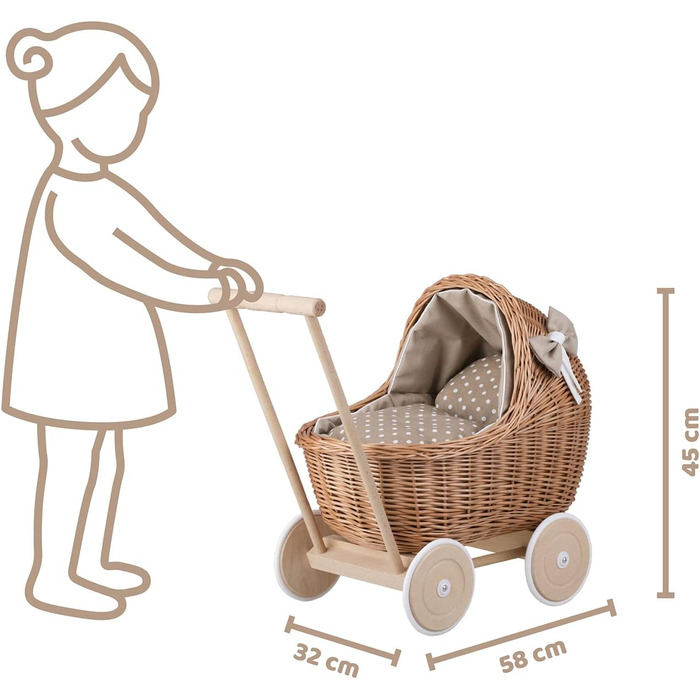 Плетені коляски для ляльок з постільною білизною ідеальна ідея для подарунка плетені коляски для ляльок красива іграшка з лози пле