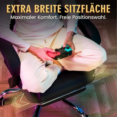 Ігрове крісло GTPLAYER - Ергономічне ігрове крісло з поперековою опорою, регульованою висотою, м&39яке, вантажопідйомність 150 кг, чорне