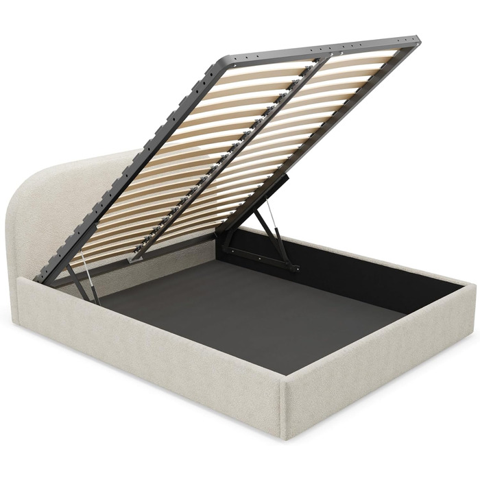 Ліжко Moon з м&39якою оббивкою 90x200 120x200 140x200 160x200 180x200 200x200 з металевою коробкою для зберігання, плетіння букле, без матраца (Source 02 - Cream, 160x200) Source 02 - Cream 160x200