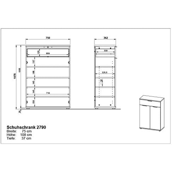 Шафа для взуття, дуб Наварра, 75 x 108 x 37 см Шафа для взуття, дуб Наварра, 2790-243