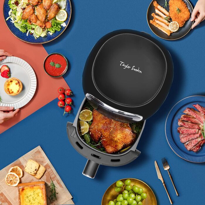 Фритюрниця без олії, 3 л, фритюрниці з 8 програмами, цифровий світлодіодний сенсорний екран, антипригарне покриття, регулювання часу та температури, без бісфенолу А, 1300 Вт