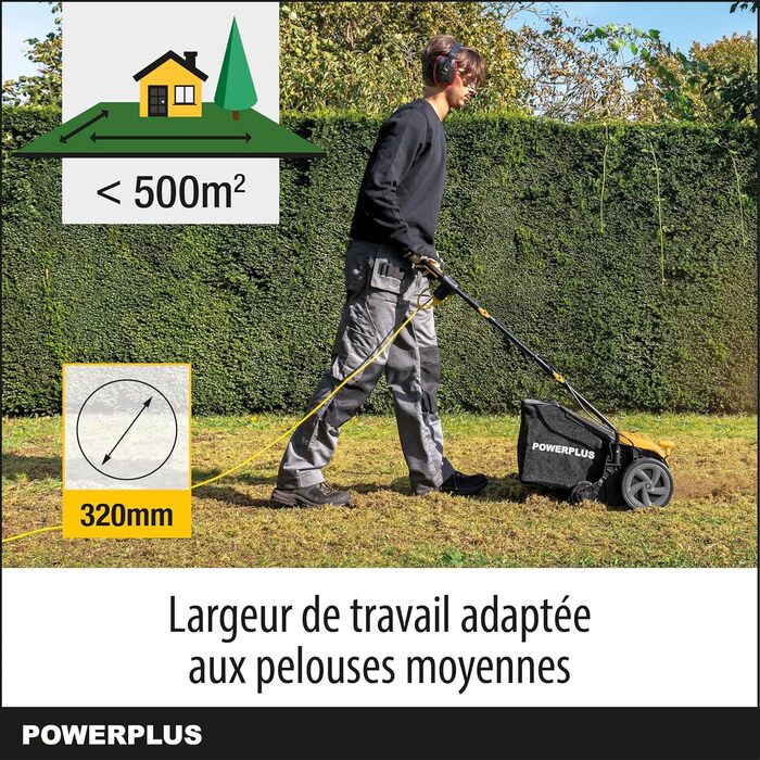 Електричний аератор газону POWXG75130, 1300 Вт, ширина захоплення 320 мм 2-в-1 вентилятор та аератор для вашого саду