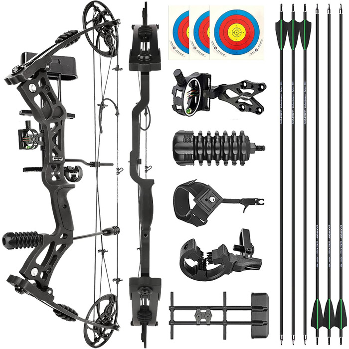Набір складених луків ZSHJGJR 35–70 lb – регульований мисливський та спортивний лук з повним комплектом аксесуарів