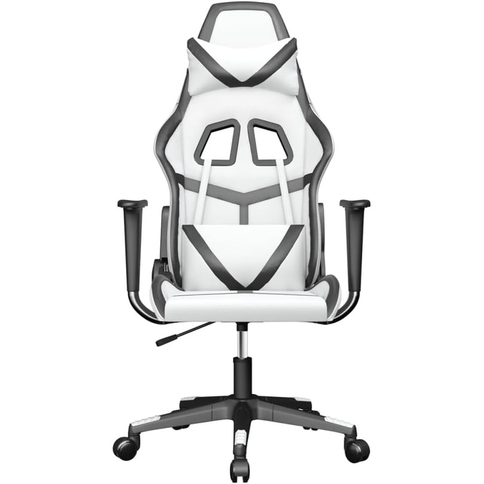 Ігрове крісло, біла та чорна штучна шкіра, офісне крісло, ігрове крісло, обертове крісло, стілець для столу - 3143674