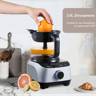 Кухонний комбайн SNDOAS, багатофункціональний кухонний комбайн 1300 Вт, чаша для замішування тіста 3,5 л, подрібнювач кухонного комбайна, блендер 1,5 л, подрібнювач, соковижималка для цитрусових, в т.ч. 11 аксесуарів