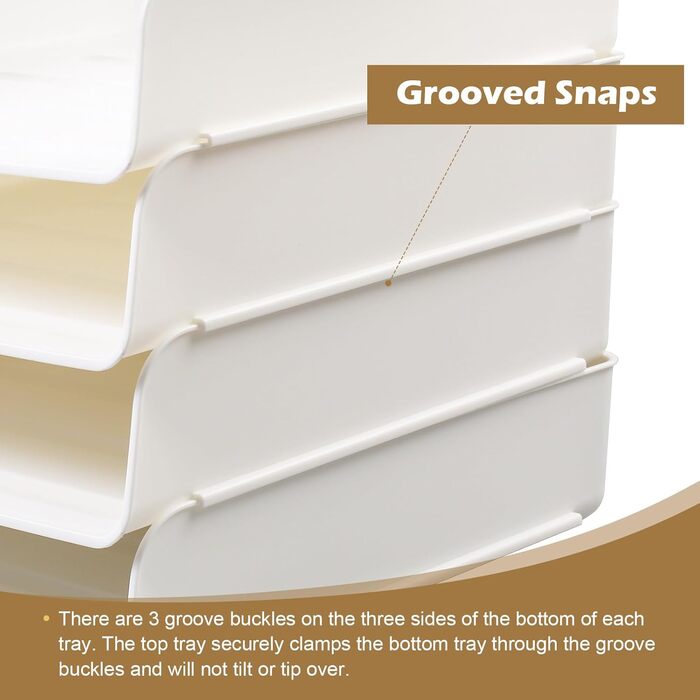 Чотирирівневий лоток для документів формату А4, багатофункціональний лоток для листів та документів з ПЕТ-пластику, штабелюваний офісний органайзер, білий - B