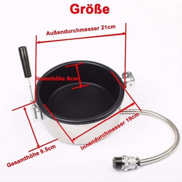 Аксесуари для машини для приготування попкорну EastMetal, 230 г Горщик для попкорну Ручна електрична машина для приготування попкорну Деталі Каструля проти опіку Універсальна легко чиститься для кукурудзи, закуски (3 отвори-15 мм)