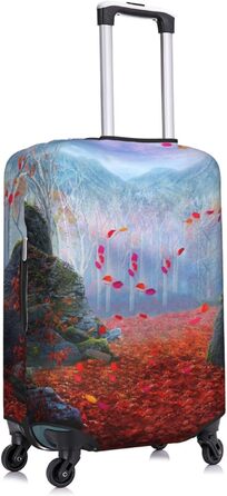 Чохол для валізи Червоне листя, камяний мох - еластичний захист від подряпин та пилу, чорний, розмір 85