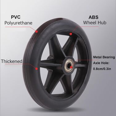 Передні колеса інвалідного візка 14/15/17/20/19см Чорне колесо для інвалідного візка переднє ПВХ 2 частини Змінні ролики Заміна переднього колеса інвалідного візка Допоміжні засоби для ходьби Колеса проти ковзання (8'-19см)