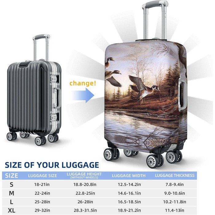 Чохол для валізи Mallard Ducks, міцний захист, підходить для багажу розміром 45,7 - 81,3 см, малий, Чорний