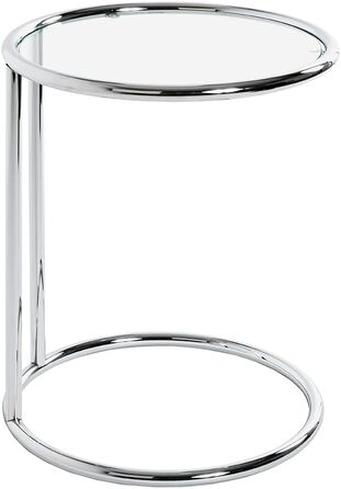 Журнальний столик HAKU Furniture, хром, метал, безпечне скло - Розміри В 55 см x Ø 45 см, Стиль Сучасний В 55 см x Ø 45 см Хром