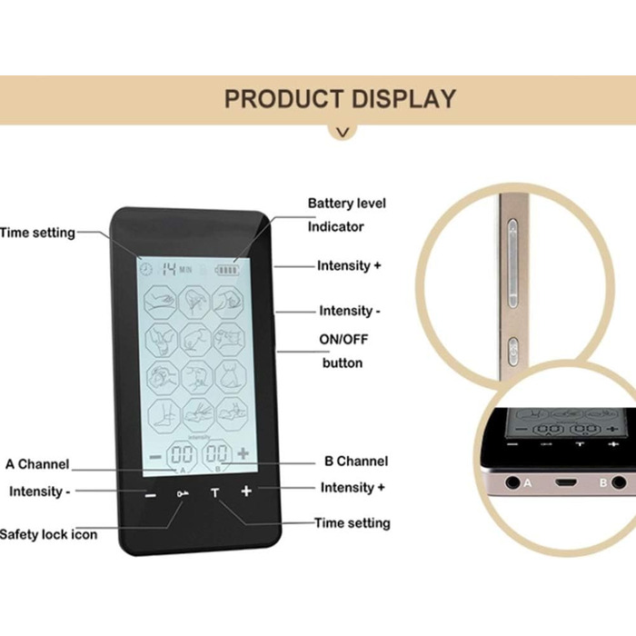 Повністю ізольований акумуляторний імпульсний масажер SETSCZY Dual Channel Tens Unit з електродними подушечками для шиї, спини, рук, полегшення хронічного болю, бодібілдингу