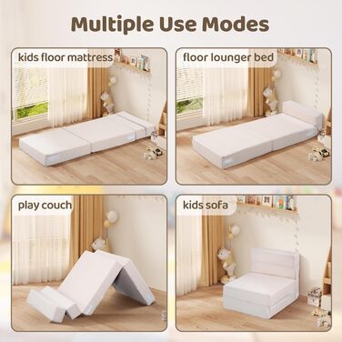 Сантиметровий надтовстий вельветовий ігровий диван, дитячий диван, потрійний розкладний матрац, футон, куточок для читання в дитячій кімнаті, розкладні ліжка на підлозі для дітей (хакі) Розкладний дитячий диван 160 x 66 x 15 см, хакі, 15-