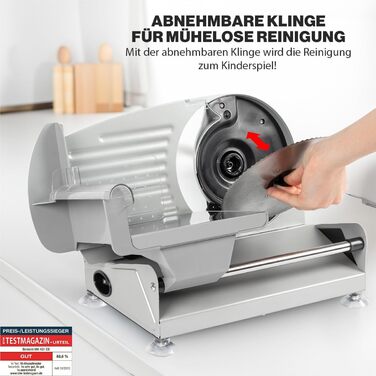 Нарізка їжі Bomann з ножем з нержавіючої сталі Ø 190 мм Електрична хліборізка з плавним регулюванням товщини різання (015 мм) Різальний верстат з металевим корпусом 150 Вт МА 451 ЦБ