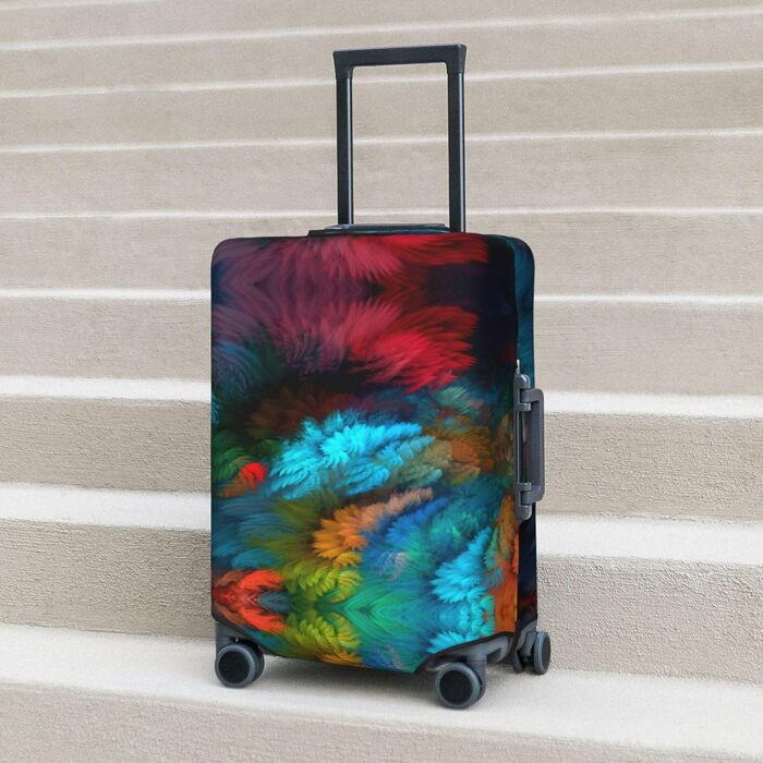 Чохол для валізи абстрактний кольоровий, міцний захист для багажу, підходить для валіз розміром 45.7-81.3 см, малий розмір, Чорний