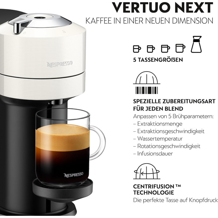 Кавоварка в капсулах Nespresso De'Longhi ENV 120.W Vertuo Next, біла без піноутворювача молока