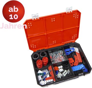 Конструктор BANDAI Meccano Baukoffer 5-в-1 транспорт, роботи, Ейфелева вежа 437 деталей, інструменти та інструкція, ігровий набір для дітей від 10 років, APM20106