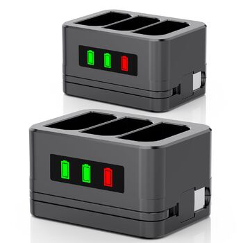 Слотовий зарядний пристрій, зарядна станція, підходить для дверних дзвінків Ring та акумуляторів камер, зі світлодіодним дисплеєм, сумісний з відеодомофоном 2/3/4/3 Plus/Spotlight Cam/Peephole Camera, 2 шт., 3-