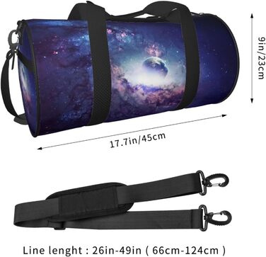 Спортивна сумка для подорожей, космічний принт Всесвіт, чорна, універсальний розмір