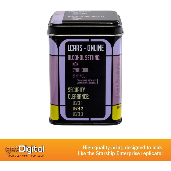 Бляшанка для чаю getDigital. Earl Grey. Гаряча - Бляшанка з кришкою для розсипного чаю - Зображення реплікатора з класичного науково-фантастичного серіалу, 500 мл