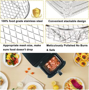 Аксесуари для фритюрниці YQL для фритюрниці Cosori 5.5 XXL/6.4L, 20cm 304 з нержавіючої сталі Аксесуари для фритюрниці Аксесуари для фритюрниці