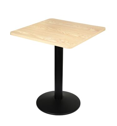 Обідній стіл OHMG, квадратний, на одній ніжці, європейський стиль, підходить для 4 осіб, виготовлений з заліза та дерев&39яних дощок, кухонний стіл, обідній стіл, стіл для вітальні, стоячий стіл 60*60*75 см (прямокутник-60*60*75 см-D)