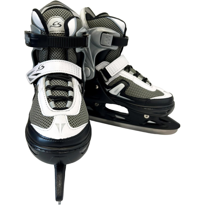 Ковзани Cox Swain Push з регулюванням, взуття для катання на ковзанах для дітей, підлітків та дорослих вагою до 100 кг, попередньо заточене лезо з нержавіючої сталі, м&39який черевик, чорний розмір S (33-36) чорний L (40-43)