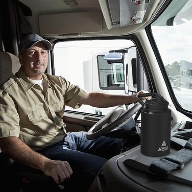 Пляшка для води Arslo 1 галон, великий ізольований глечик для води з ручкою, пляшка для води з нержавіючої сталі 1 літр, чорна, гл