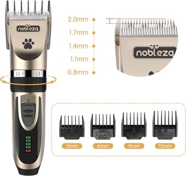 Машинка для стрижки собак Nobleza, професійна машинка для стрижки домашніх тварин, набір машинок для стрижки, тиха машинка для стрижки собак і котів, бездротова електрична машинка для стрижки домашніх тварин, акумуляторна