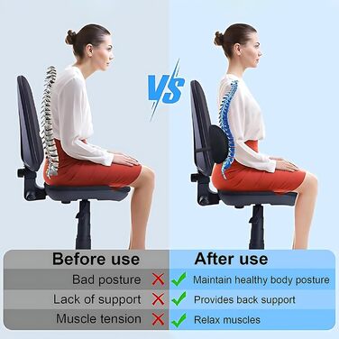 Поперекова опорна подушка, поперекова опорна подушка з піни з ефектом пам&39яті для сну, 46x23x11 см, подушка для болю в спині для ліжка/крісла/автокрісла/офісного крісла, для полегшення болю в попереку, темно-сіра