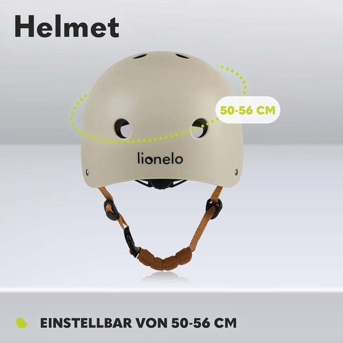 Дитячий захисний шолом LIONELO Helmet, регульований 50-56 см, захист підборіддя, сертифікований Intertek, для дівчаток і хлопчиків