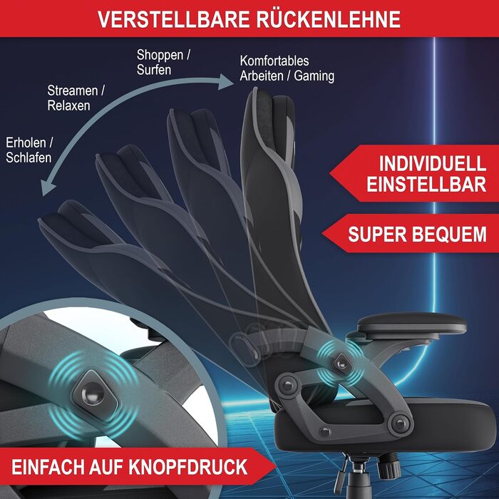 Ергономічне ігрове крісло преміум-класу регульована подушка для шиї подушка для підтримки попереку універсальні колеса з поворотом на 360 вантажопідйомність 150 кг тканинний чохол мякі підлокітники ігрове крісло (сіре)