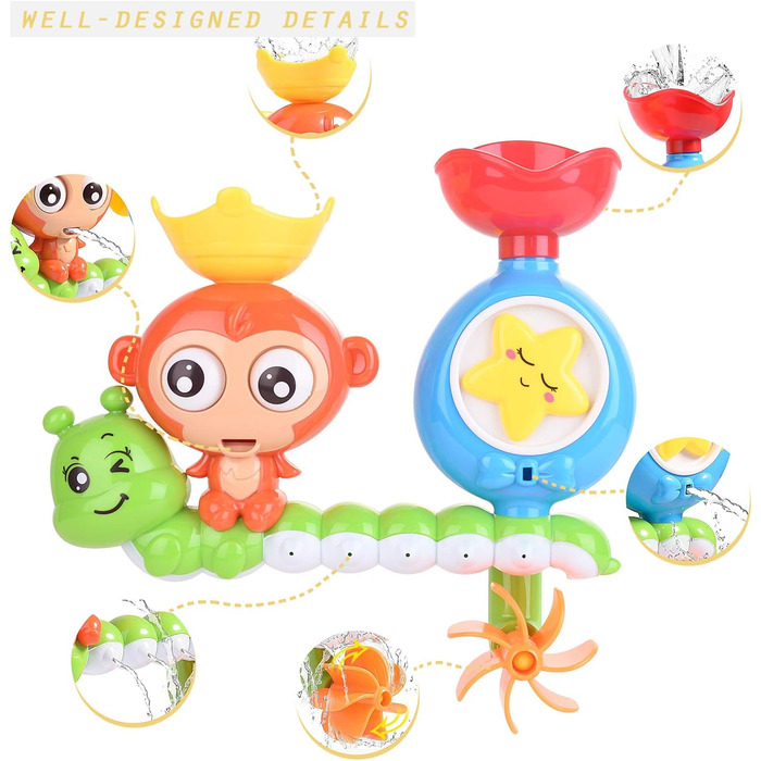 Іграшки для ванни HellDoler, іграшки для ванни Водоспад Водна станція зі складеною чашкою Фонтан Іграшки для душа для дітей