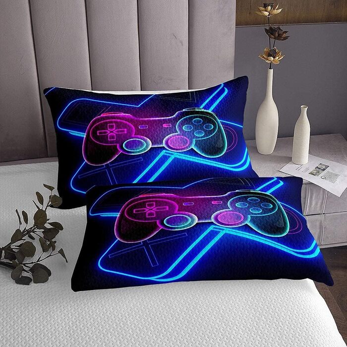 Покривало для ліжка Tbrand Gamepad, ковдра для підлітків-геймерів для хлопчиків, декор для відеоігор, покривало для кушетки, 220x240 см, барвистий сучасний ігровий контролер, 3 предмети, блискавка