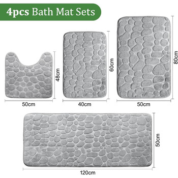 Комплект килимків для ванної, 4 предмети, килимок для ванної, нековзний, можна прати, килимок для ванної з піни з ефектом пам&39яті, комплект килимків для ванної, комплект для ванної з 4 предметів (темно-сірий)