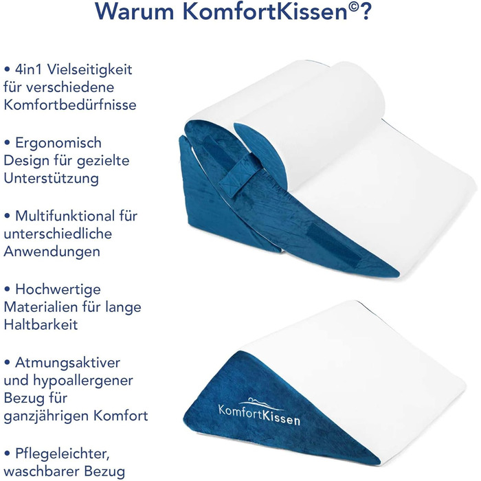 Ергономічний комплект із 4 подушок Wedge Pillow Багатофункціональний дизайн 12-в-1 зі знімним чохлом, який можна прати, для сну та читання