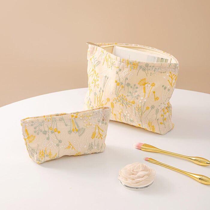 Косметичка з квітковим візерунком, вишита, вінтажний стиль, жакардова тканина, косметичка на блискавці, дорожня косметичка, подару