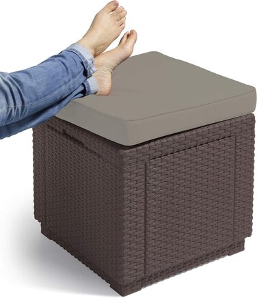 Табурет з подушкою Cube w/подушка, вид ротанга, пластик, коричневий, 206721