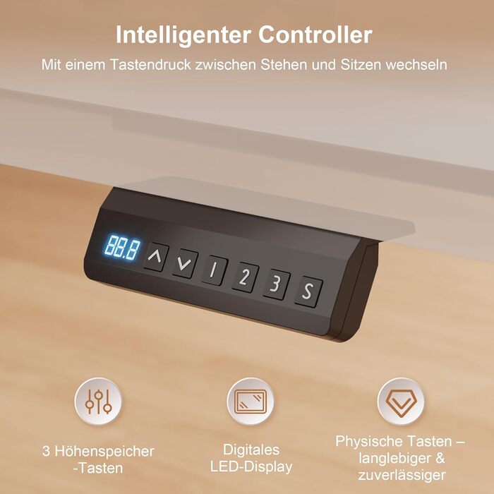 Електричний стіл Homall з регулюванням висоти та 2 двигунами, електричний стіл до 100 кг, 2-етапний телескопічний, рама столу з пам&39яттю налаштувань, функція захисту від зіткнень, чорний