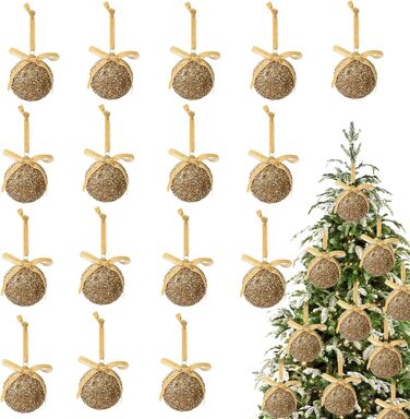 Набір різдвяних кульок блискучі 16 шт золоті Lergas