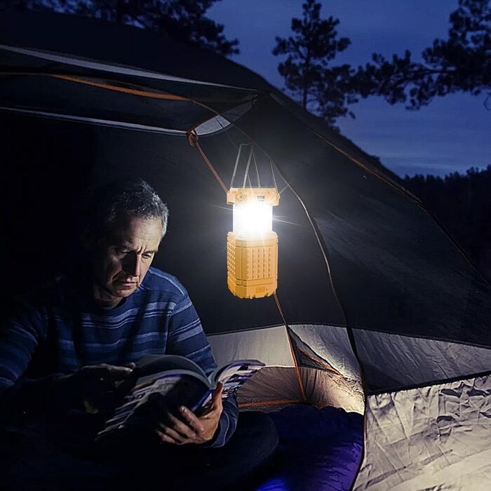 Яскраве освітлення на сонячній енергії Сонячний кемпінговий ліхтар, акумуляторний, 3000 мАг, водонепроникний портативний ліхтар для подорожей, походів, піших прогулянок, використання в автомобілі, на риболовлю, екскурсії, помаранчевий