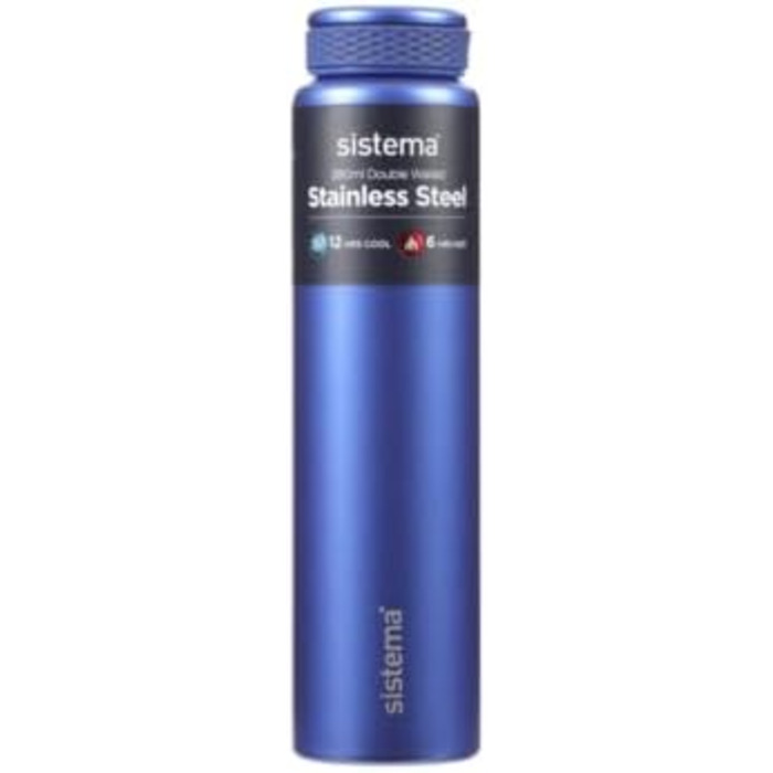 Пляшка для води Sistema Hydrate з нержавіючої сталі 280 мл Без BPA Пляшка для води з подвійними стінками та вакуумною ізоляцією Зберігає рідини гарячими та холодними Різні кольори