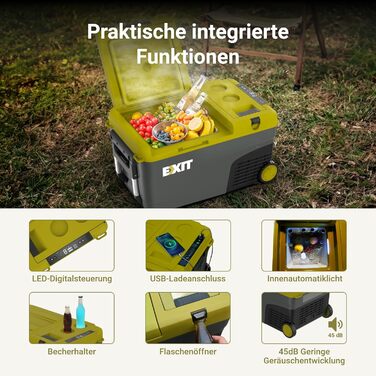 Зовнішній міні-холодильник EX100, що працює від батареї, охолоджує від -20C до 20C, 12/24V DC і 100240V AC, ідеально підходить для