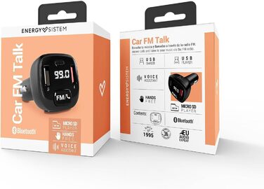 Автомобільний FM-передавач для автомобіля (Bluetooth, microSD, USB, MP3, голосовий асистент, гучний зв'язок), чорний